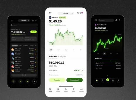 欧易OKX手机App界面-交易页面和资产余额展示